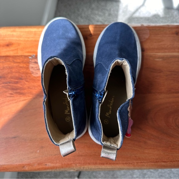 Mini Boden Blue Suede Rainbow Unicorn Boots EU 34 US 2.5 Metallic Appliqué GUC - Picture 10 of 10